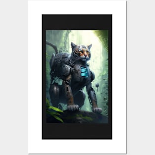 Cyborg cat in the jungle Posters and Art